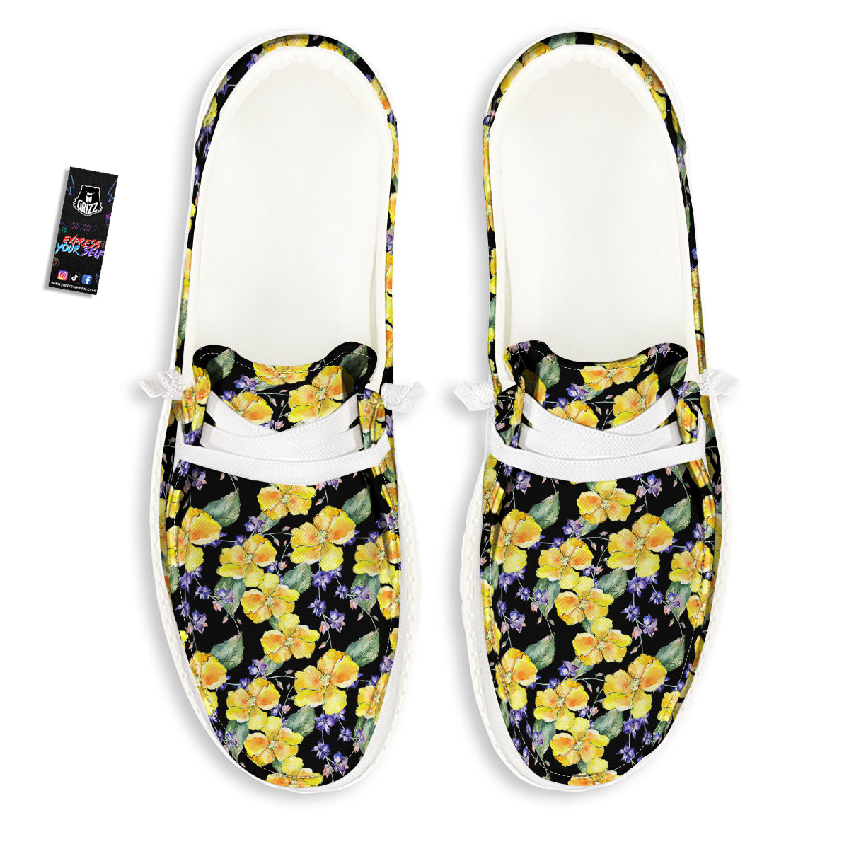 Cattleya Watercolor Print Pattern White Loafers-grizzshop