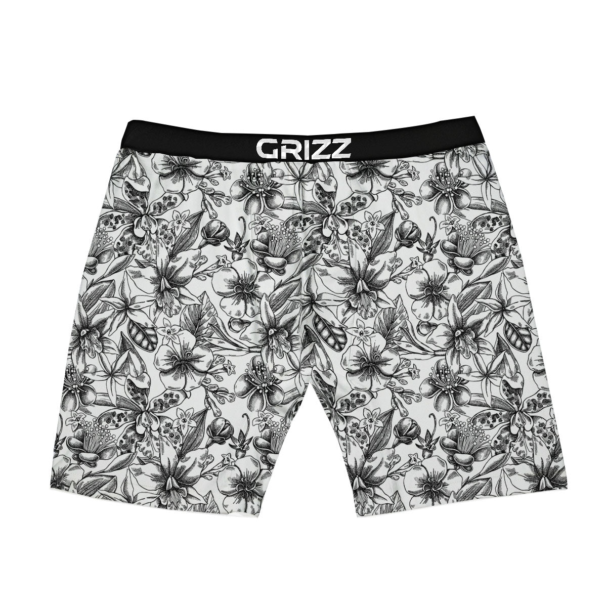 Cattleya White And Black Print Pattern Boxer Briefs-grizzshop