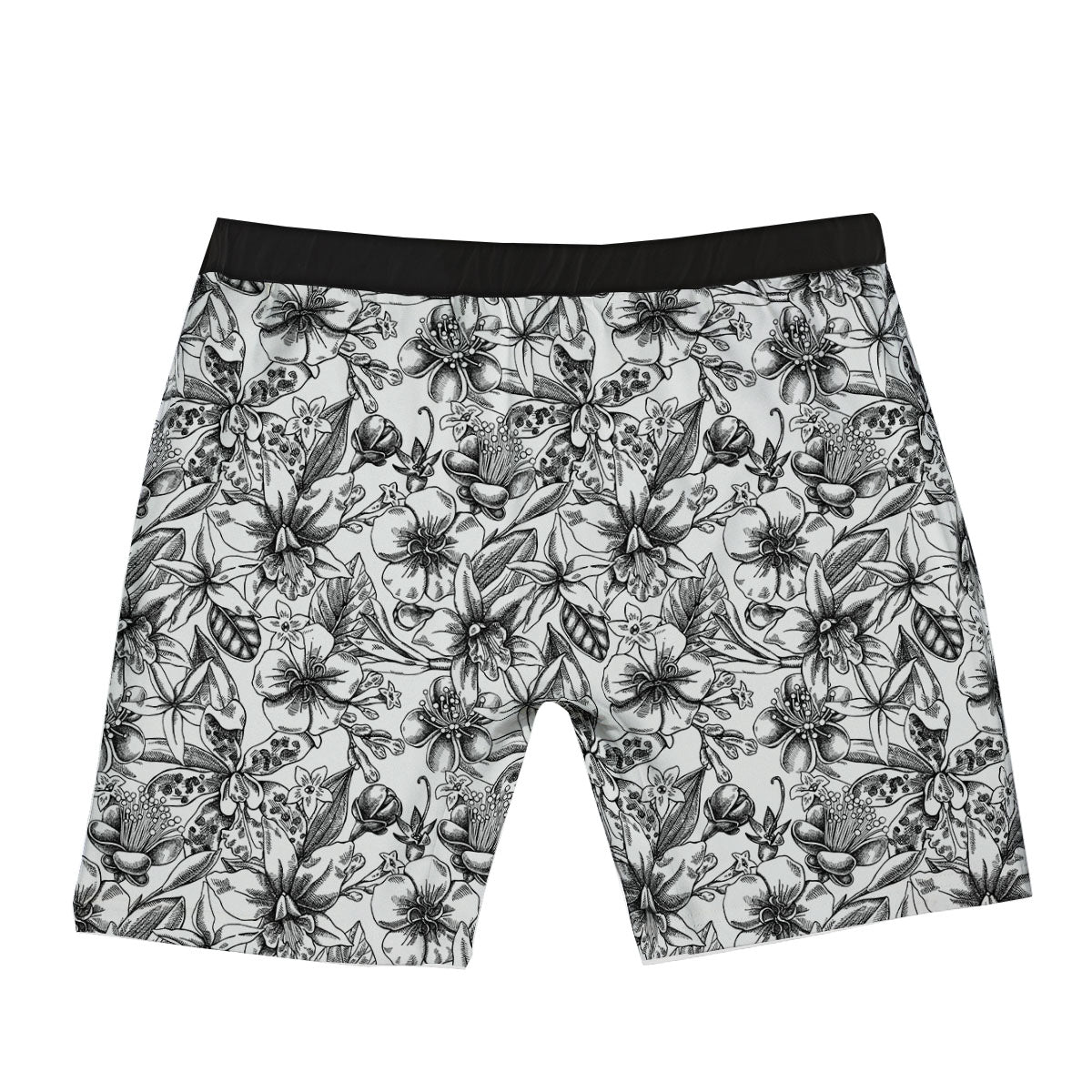 Cattleya White And Black Print Pattern Boxer Briefs-grizzshop