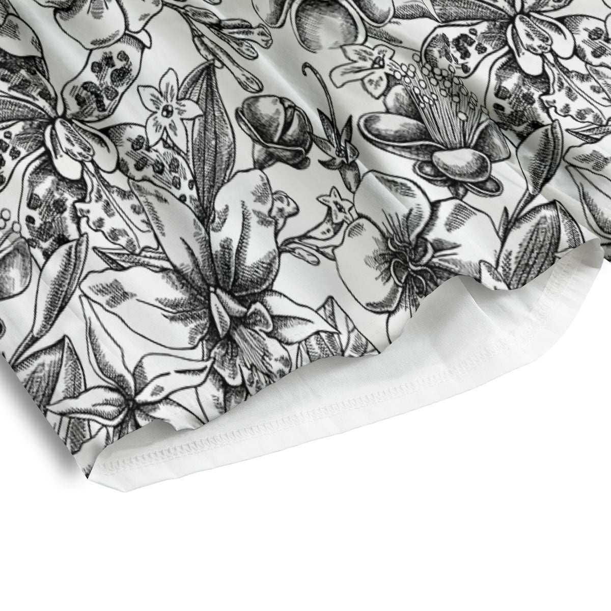 Cattleya White And Black Print Pattern Men's Athletic Shorts