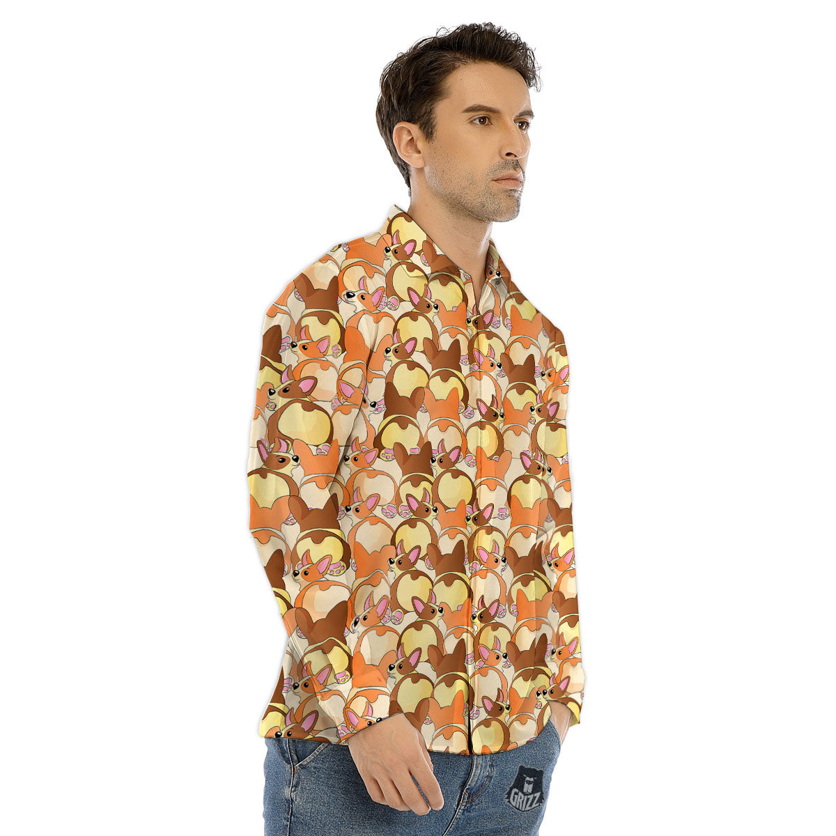 Cattleya White And Black Print Pattern Men's Dress Shirts-grizzshop