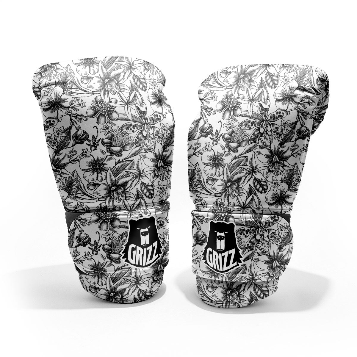 Cattleya White And Black Print Pattern Pro Boxing Glove