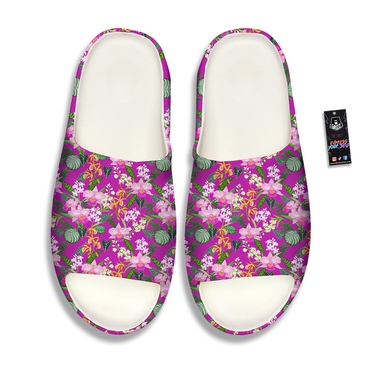 Cattleya Tropical Print Pattern Sandals-grizzshop