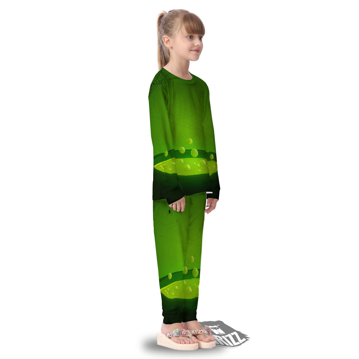 Cauldron And Witch Halloween Print Kid's Pajamas-grizzshop