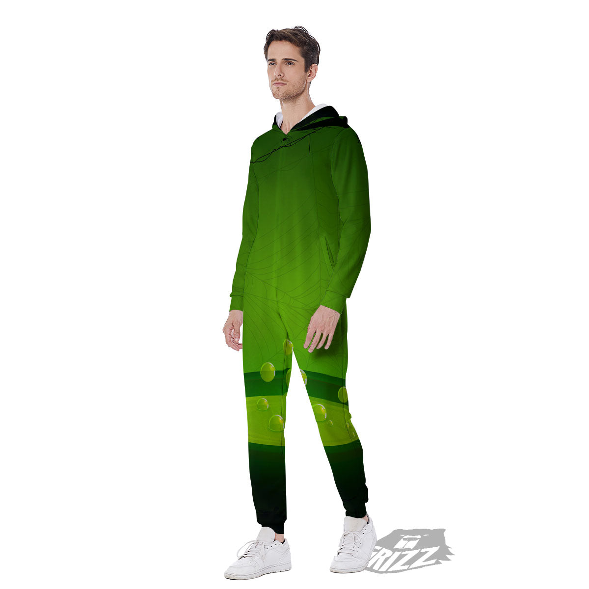 Cauldron And Witch Halloween Print Men's Jumpsuit-grizzshop