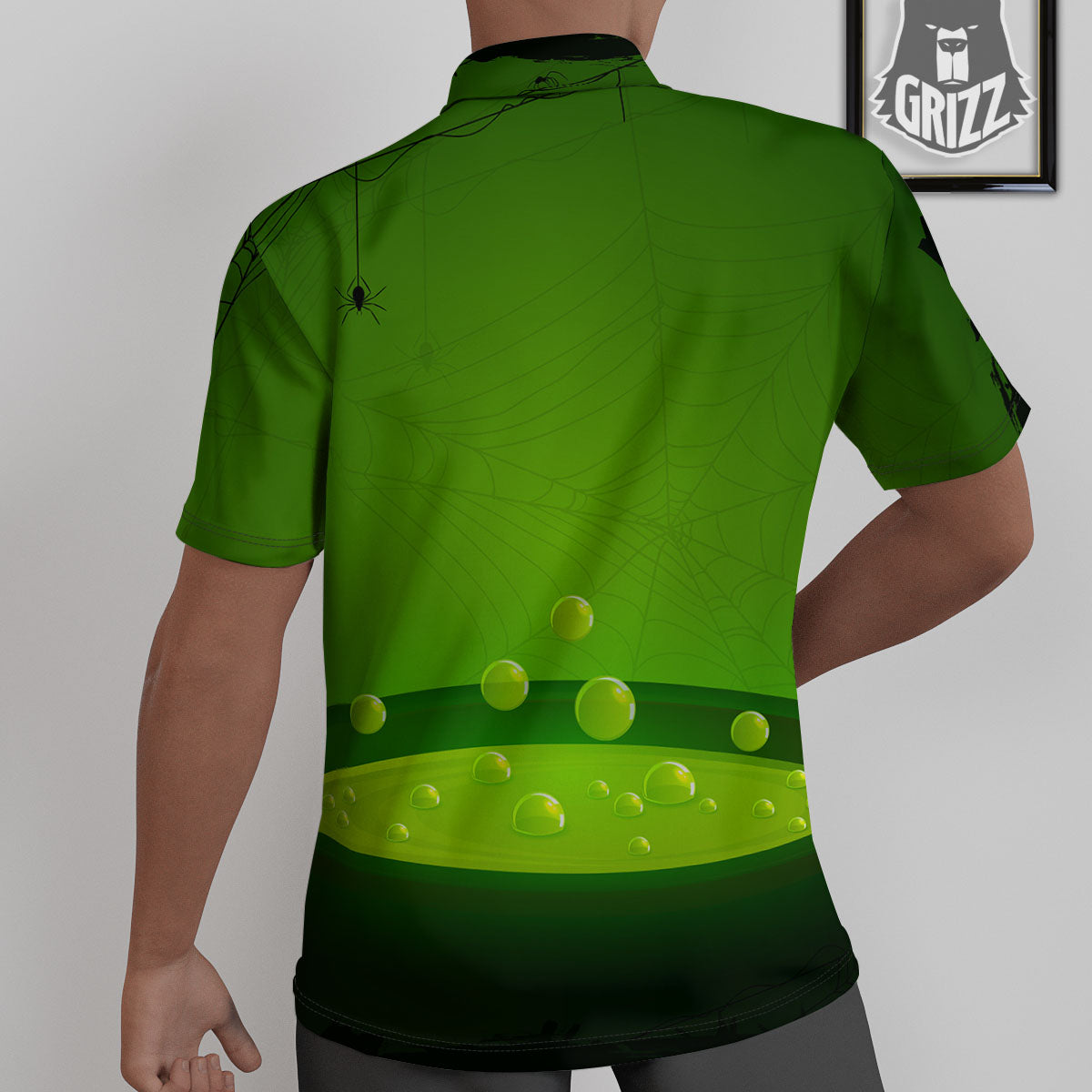 Cauldron And Witch Halloween Print Untucked Shirts-grizzshop