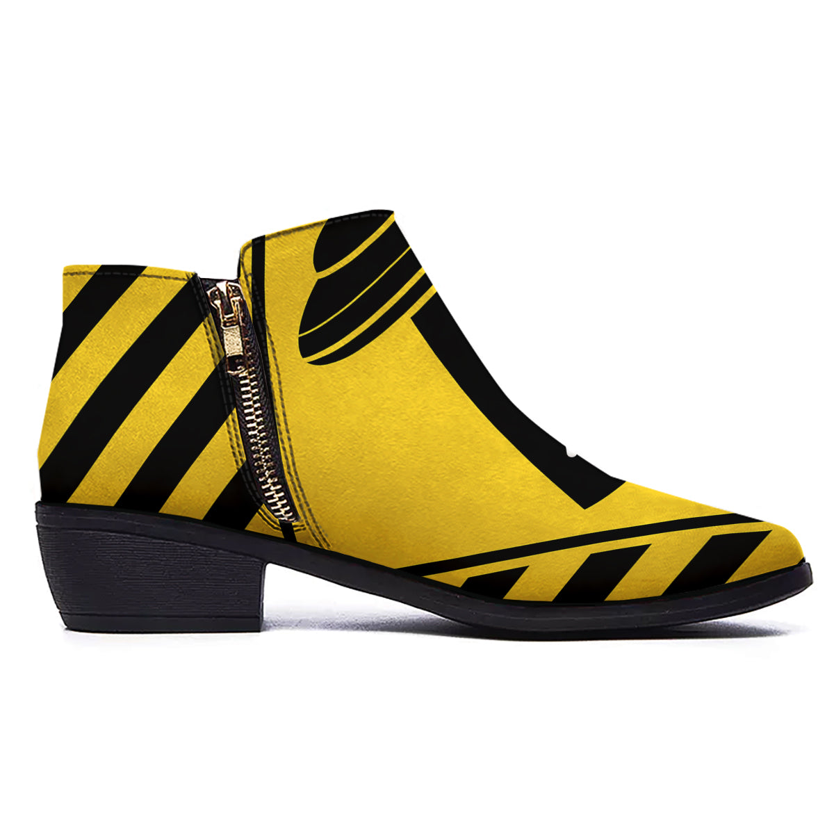 Caution Alien Abduction Warning Sign Print Ankle Boots-grizzshop