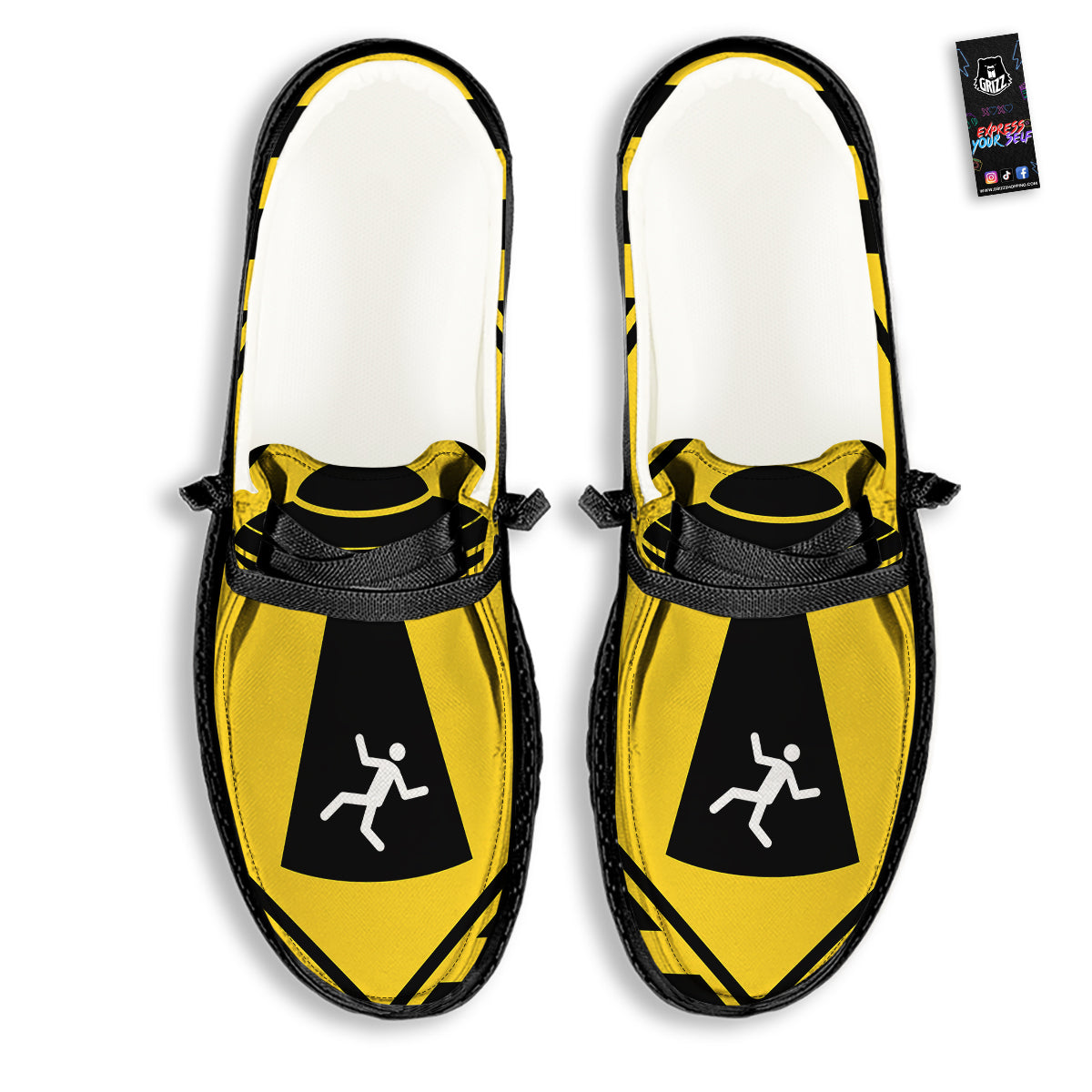 Caution Alien Abduction Warning Sign Print Black Loafers-grizzshop