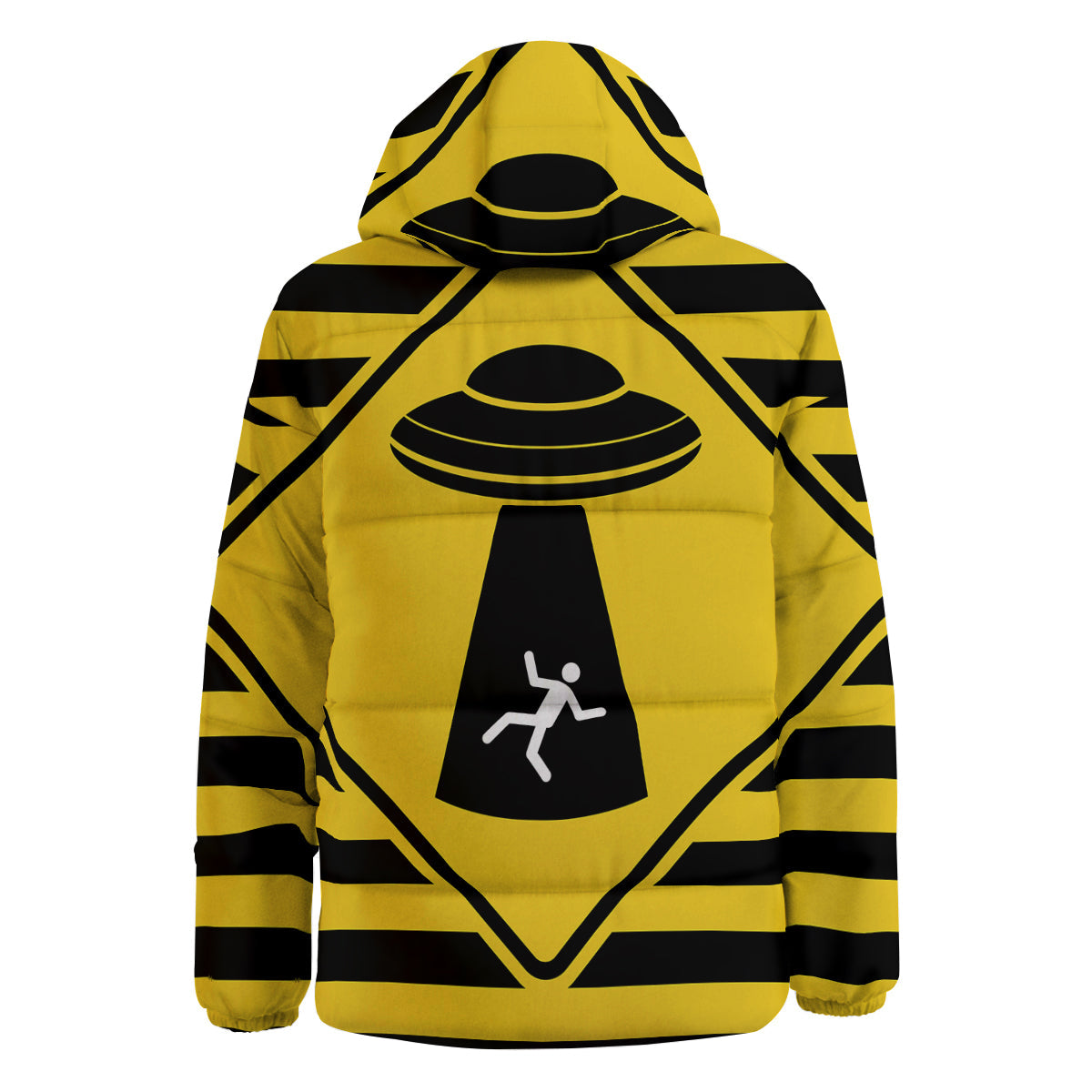 Caution Alien Abduction Warning Sign Print Down Jacket-grizzshop
