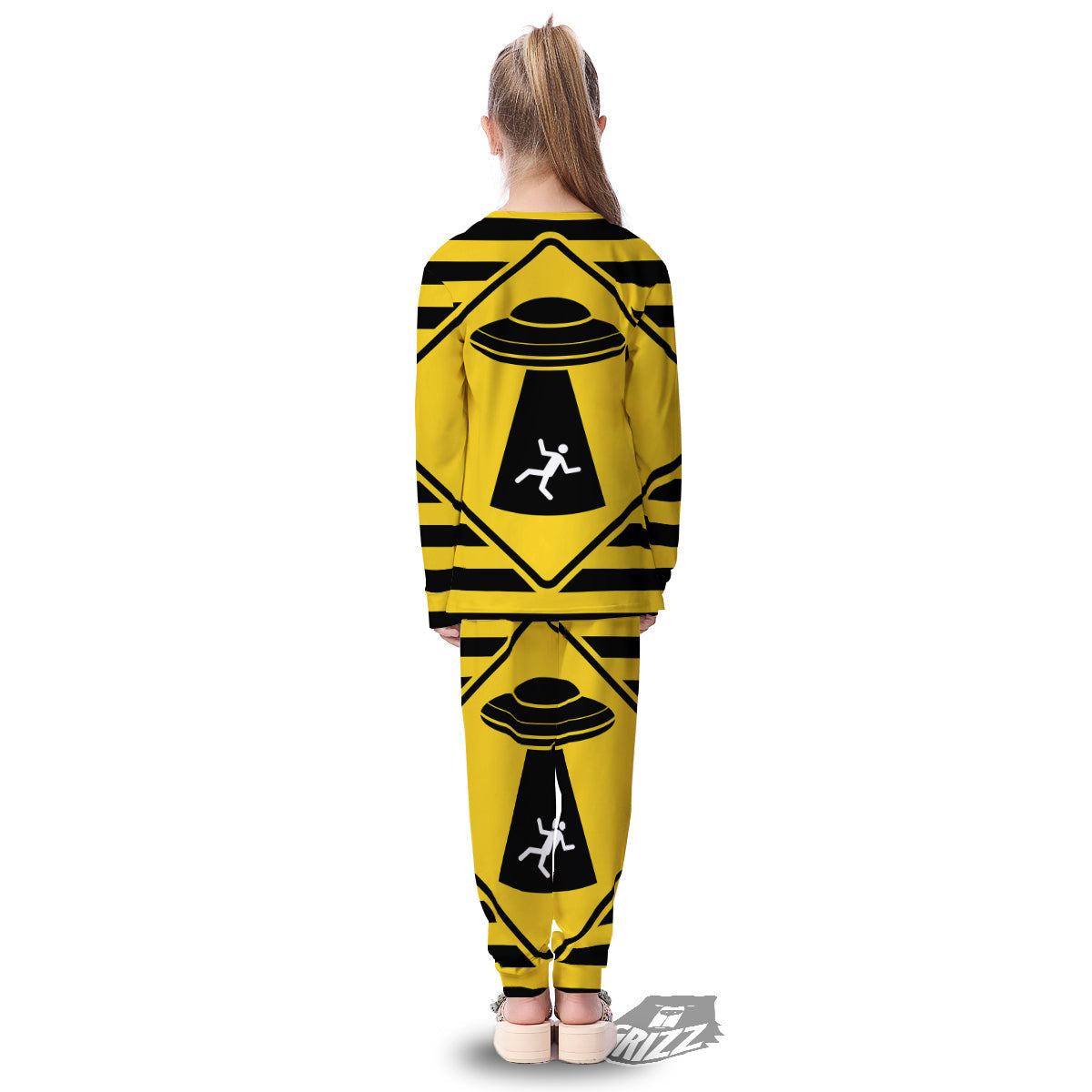 Caution Alien Abduction Warning Sign Print Kid's Pajamas-grizzshop