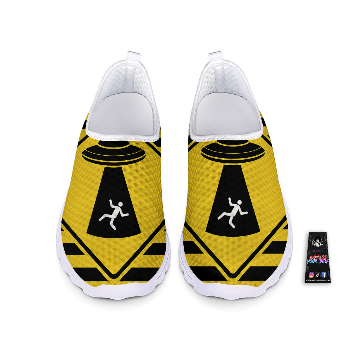 Caution Alien Abduction Warning Sign Print Nurse Shoes-grizzshop