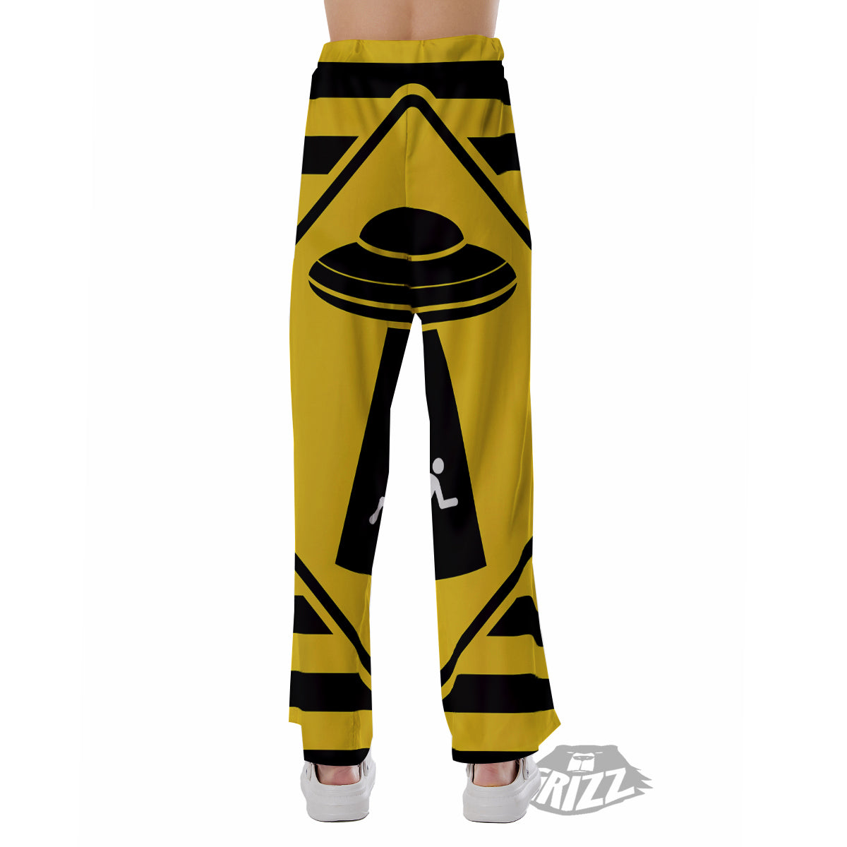 Caution Alien Abduction Warning Sign Print Pajama Pants-grizzshop
