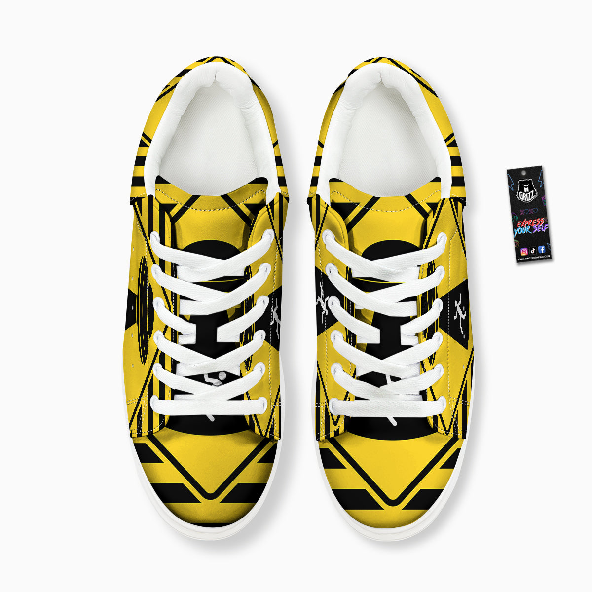 Caution Alien Abduction Warning Sign Print Platform Shoes-grizzshop