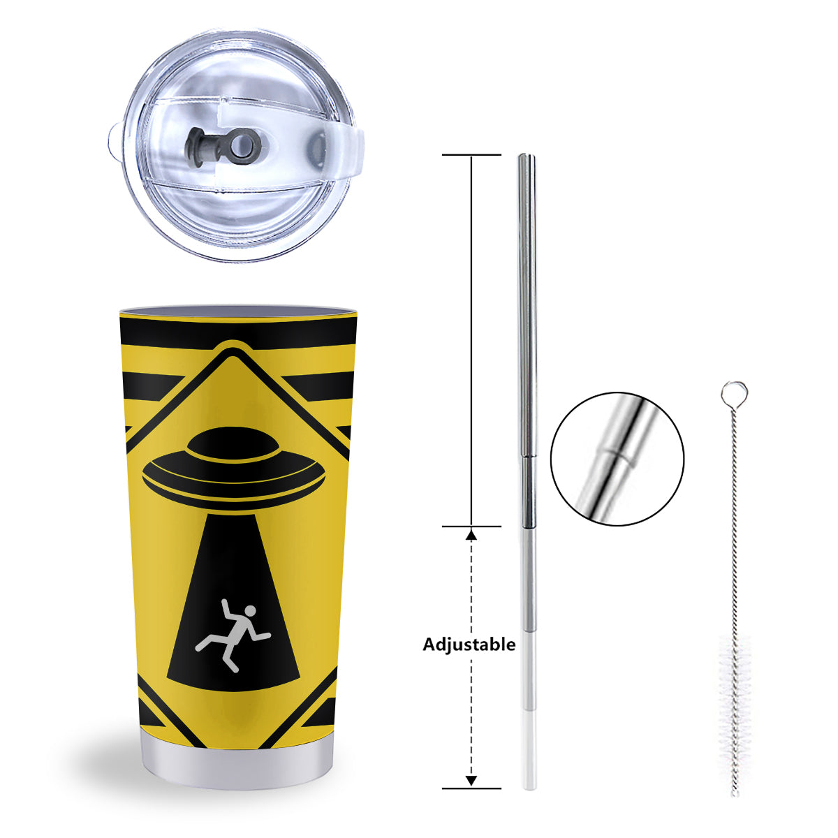 Caution Alien Abduction Warning Sign Print Tumbler-grizzshop