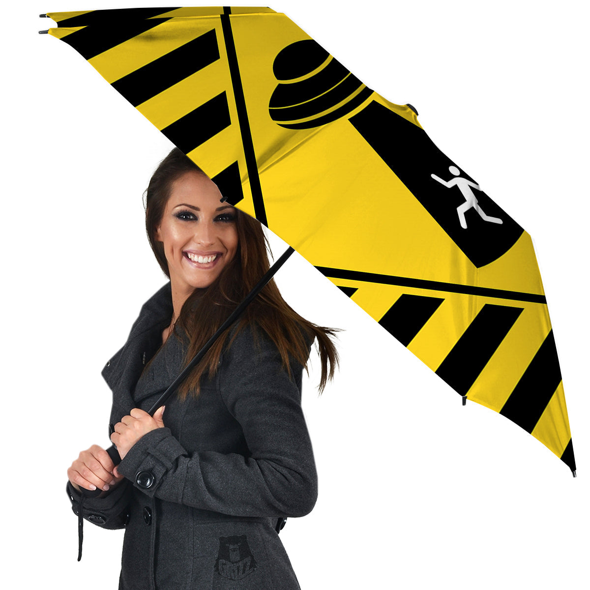 Caution Alien Abduction Warning Sign Print Umbrella-grizzshop