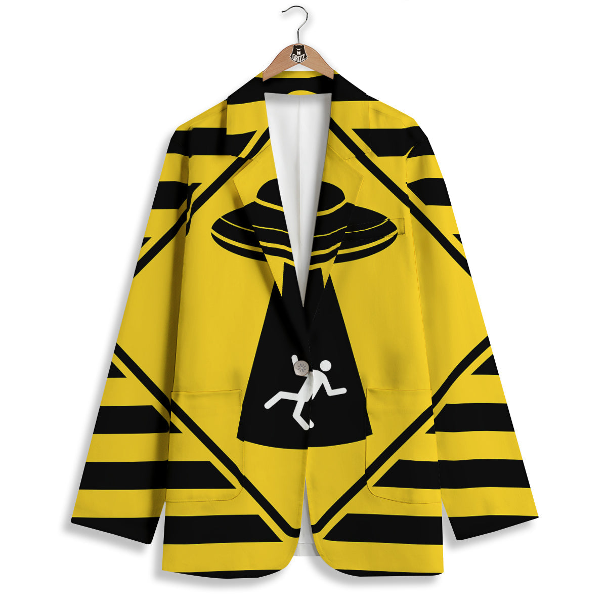 Caution Alien Abduction Warning Sign Print Women's Blazer-grizzshop