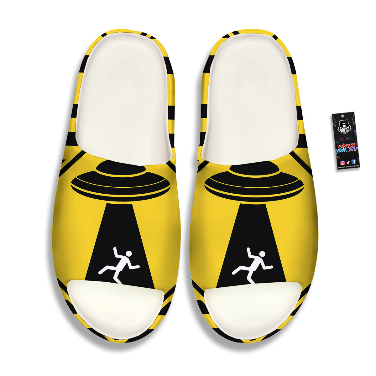 Caution Alien Abduction Warning Sign Print Sandals-grizzshop