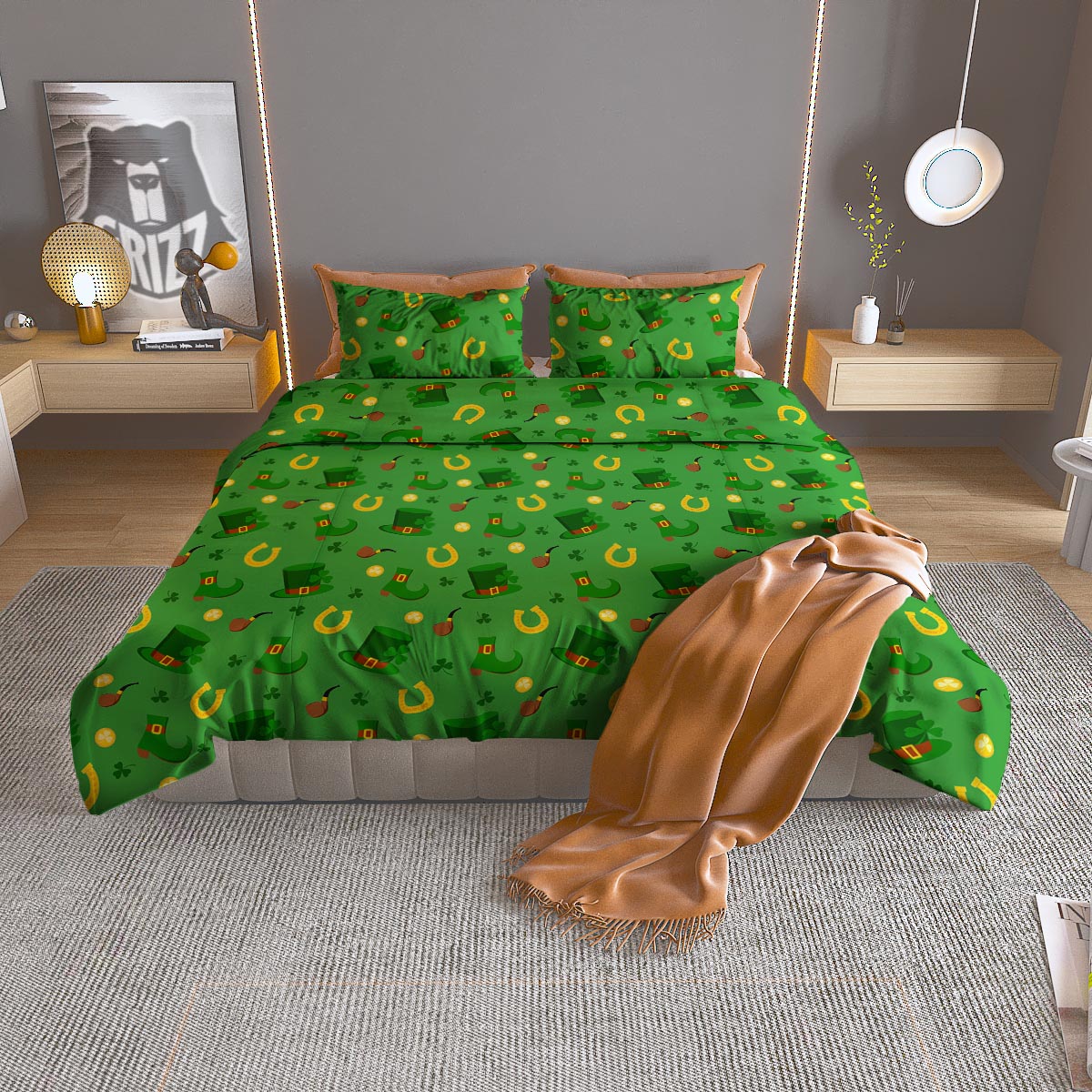 Bull Terrier Pink Print Pattern Duvet Cover Bedding Set