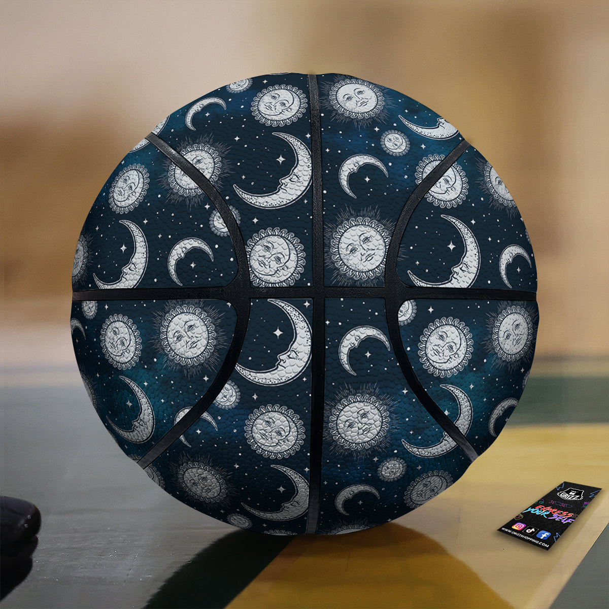 Celestial Blue And White Print Pattern Basketball