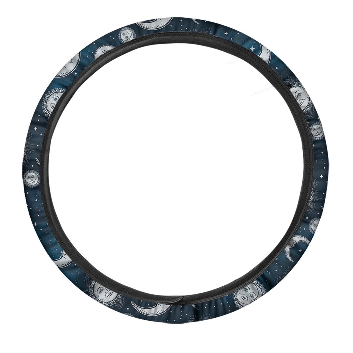 Celestial Blue And White Print Pattern Car Steering Wheel Cover-grizzshop