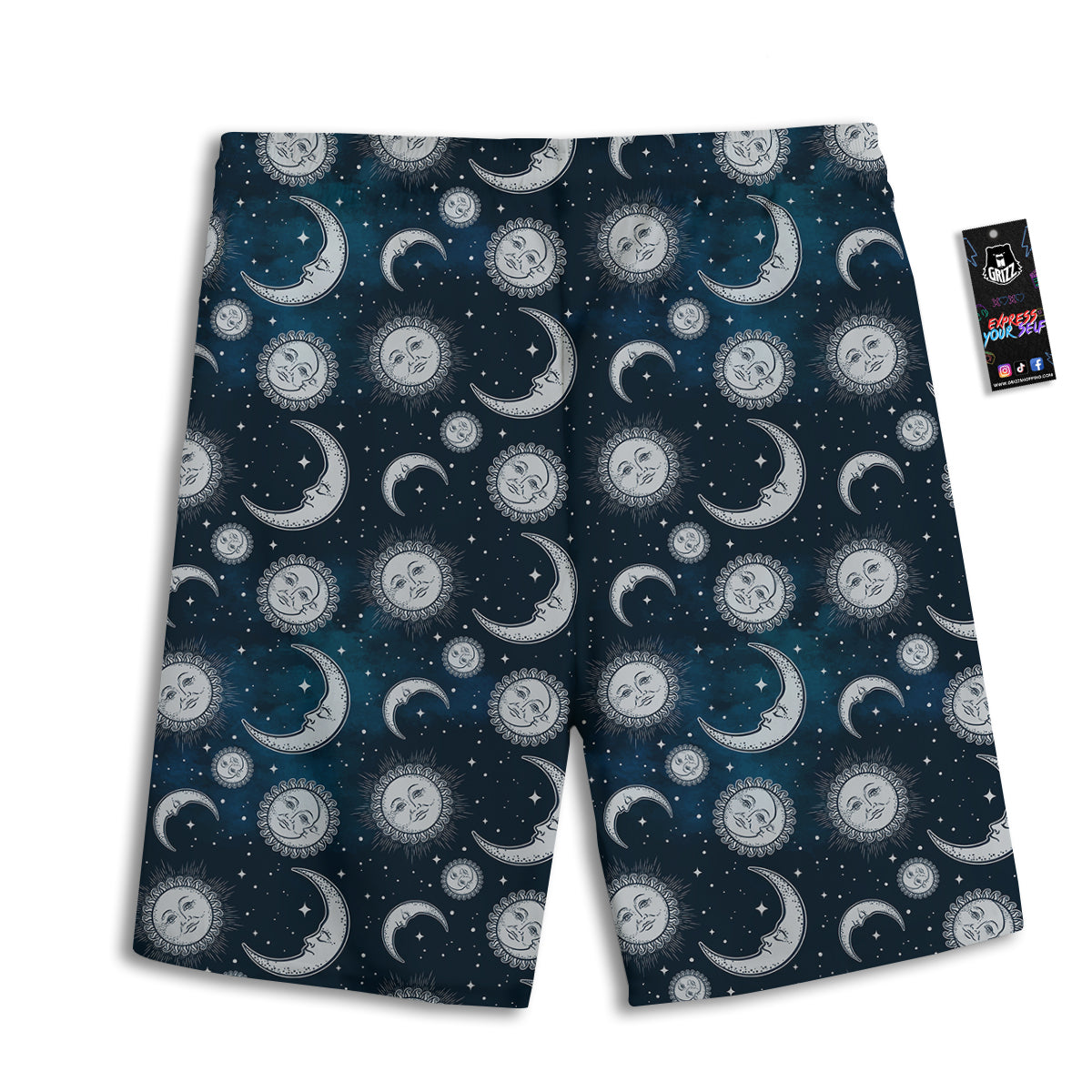 Celestial Blue And White Print Pattern Men's Athletic Shorts