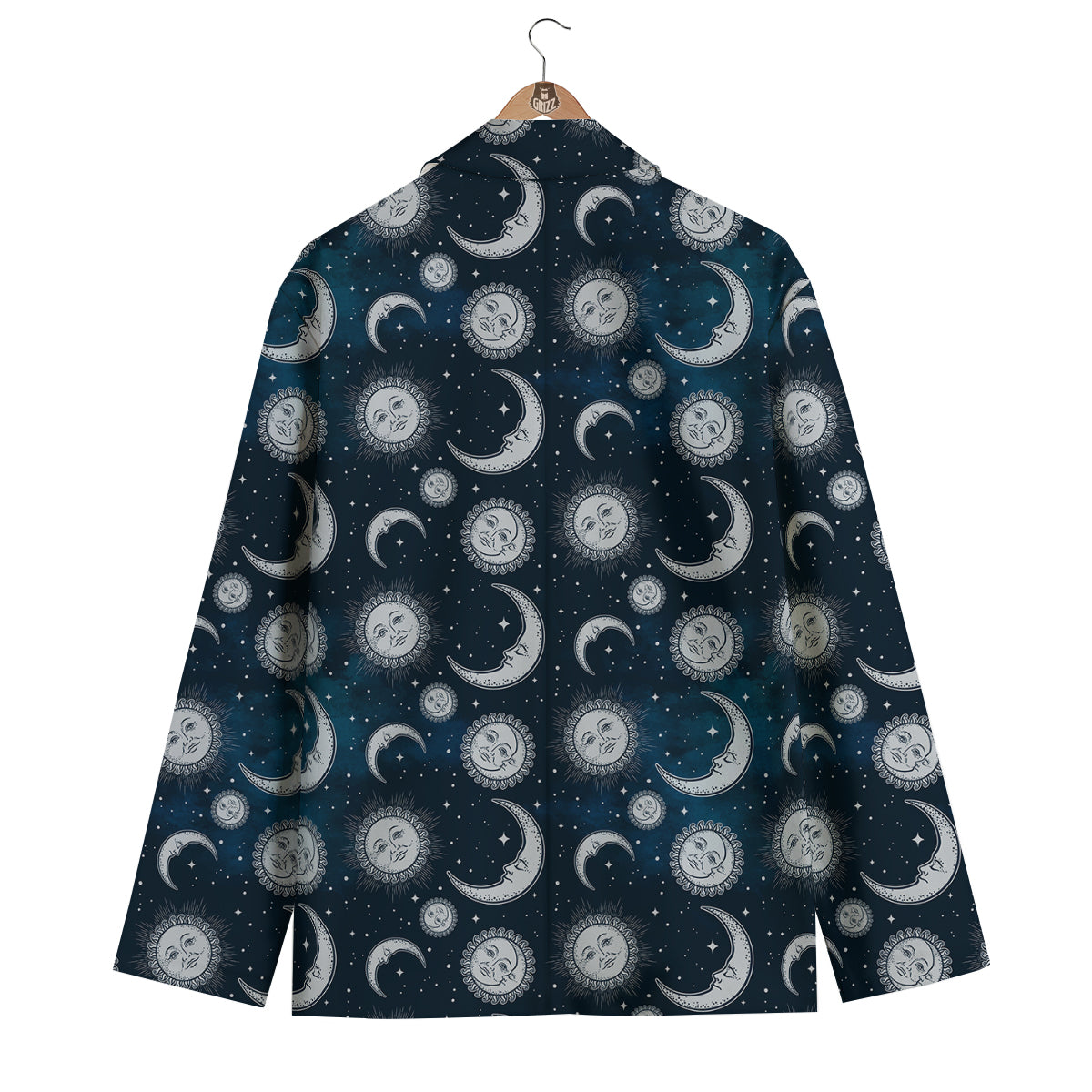 Celestial Blue And White Print Pattern Men's Blazer-grizzshop