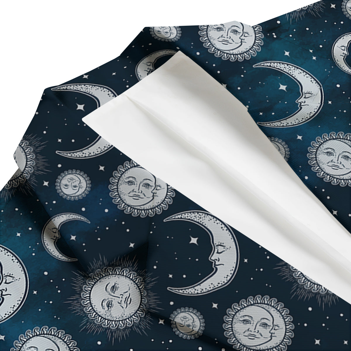 Celestial Blue And White Print Pattern Men's Blazer-grizzshop