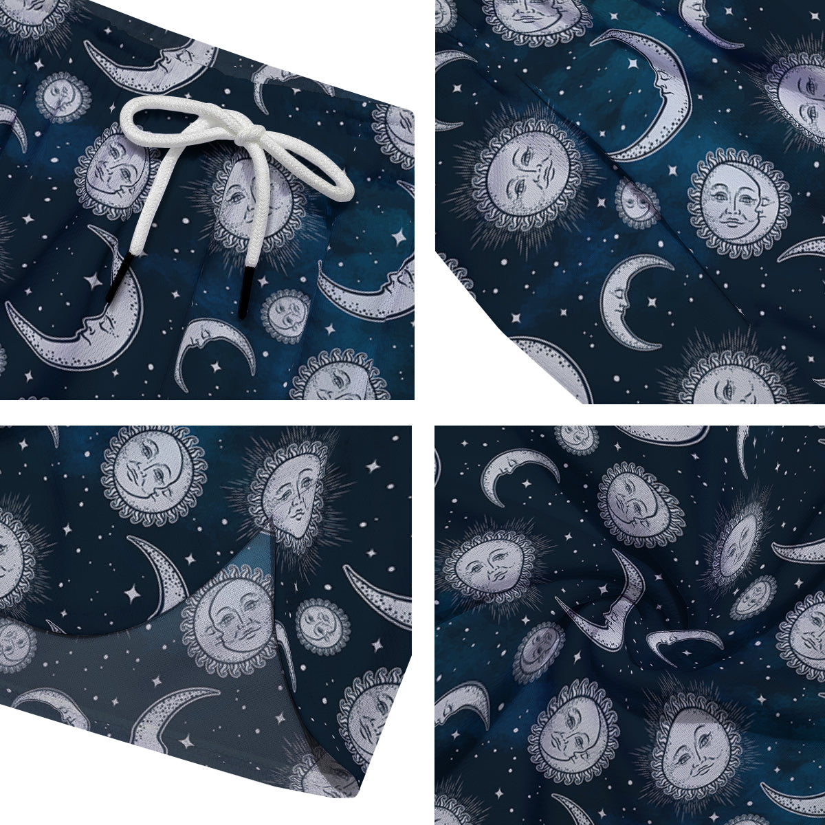 Celestial Blue And White Print Pattern Men's Running Shorts-grizzshop