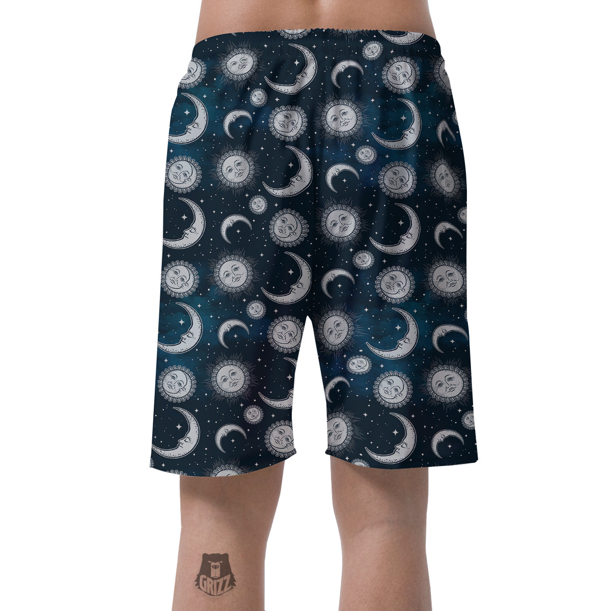 Celestial Blue And White Print Pattern Men's Shorts-grizzshop