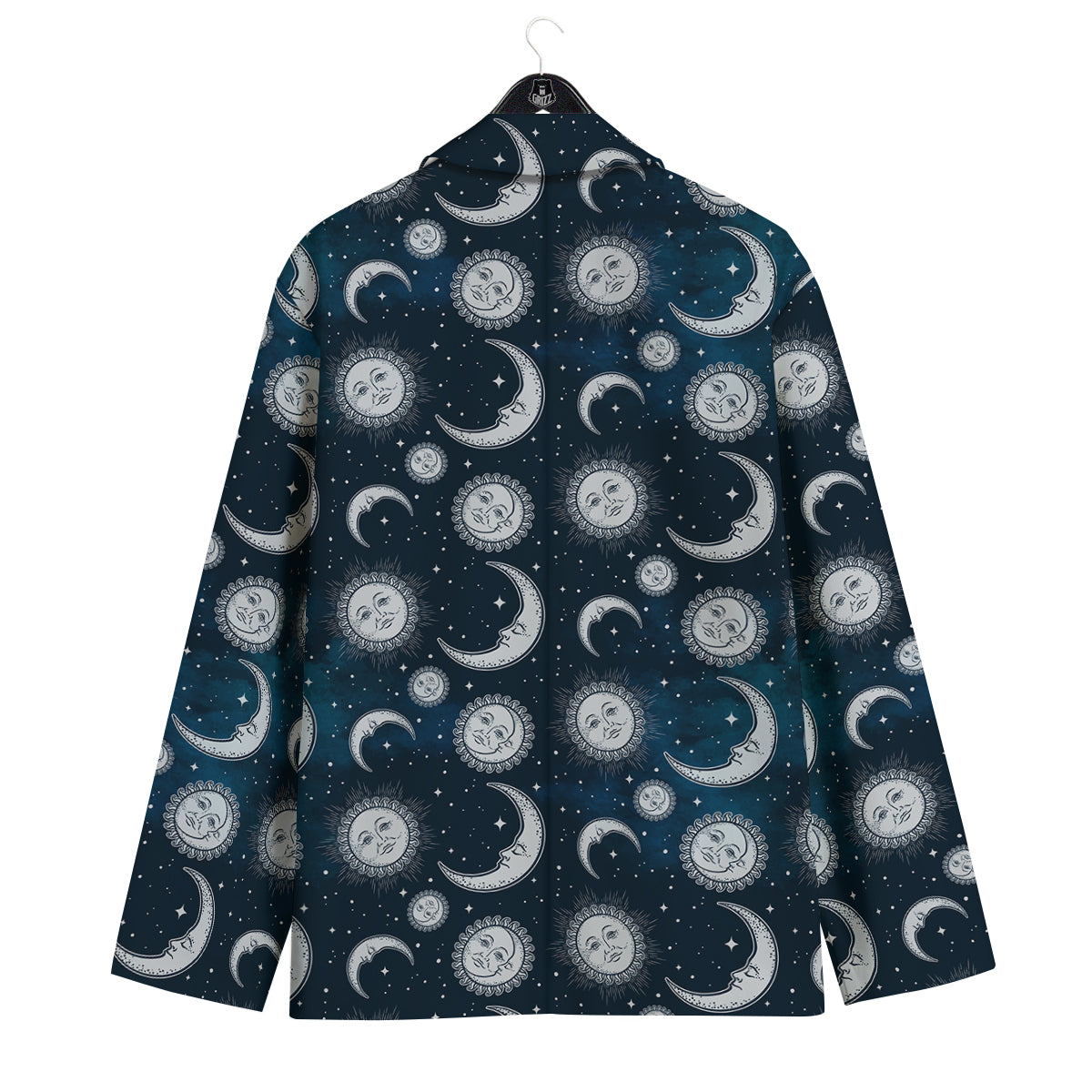 Celestial Blue And White Print Pattern Men's Sport Coat-grizzshop