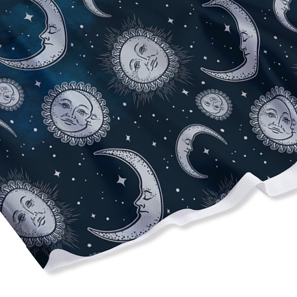 Celestial Blue And White Print Pattern Mesh Shorts