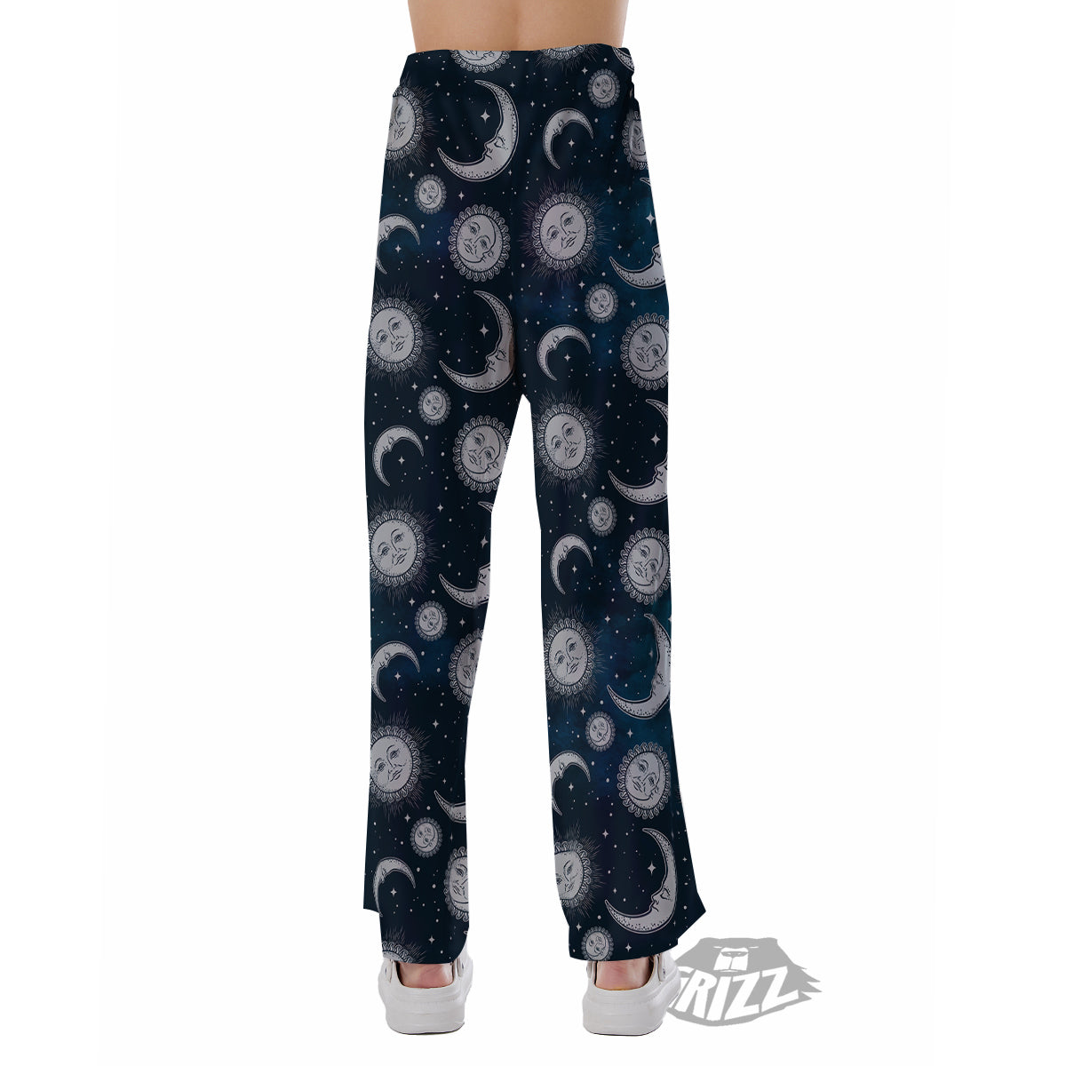 Celestial Blue And White Print Pattern Pajama Pants-grizzshop