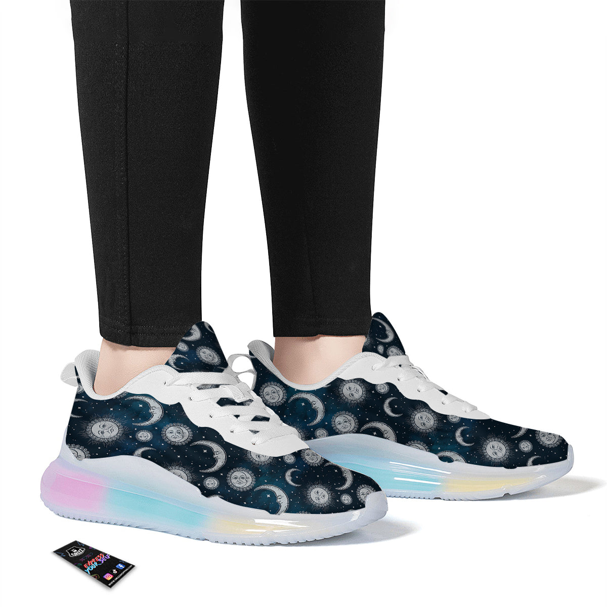 Celestial Blue And White Print Pattern Running Sneakers-grizzshop