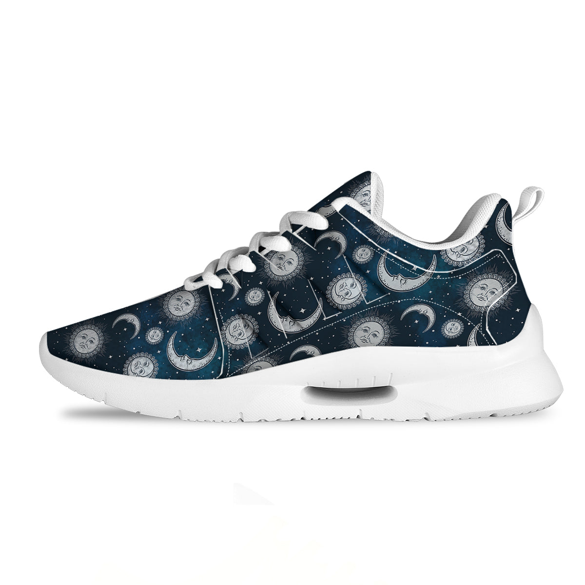 Celestial Blue And White Print Pattern Tennis Shoes-grizzshop