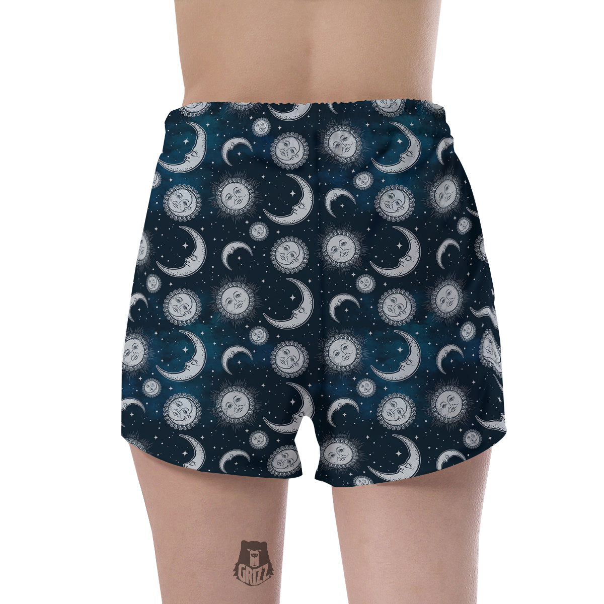 Celestial Blue And White Print Pattern Women's Shorts-grizzshop