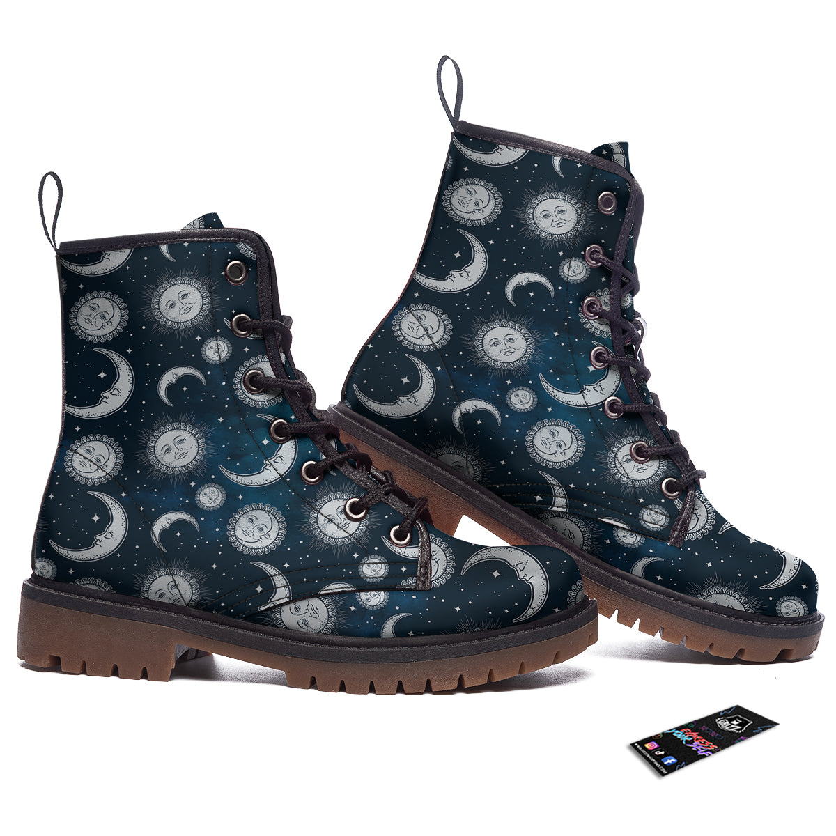 Celestial Blue And White Print Pattern Work Boots-grizzshop