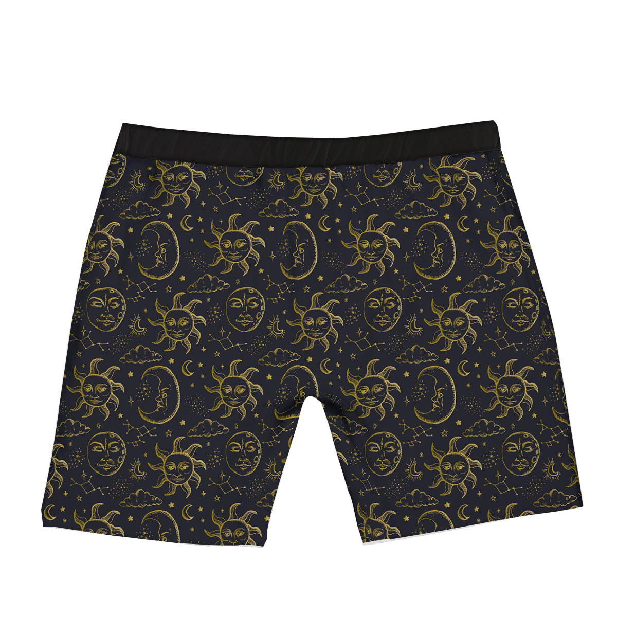 Celestial Gold And Black Print Pattern Boxer Briefs-grizzshop