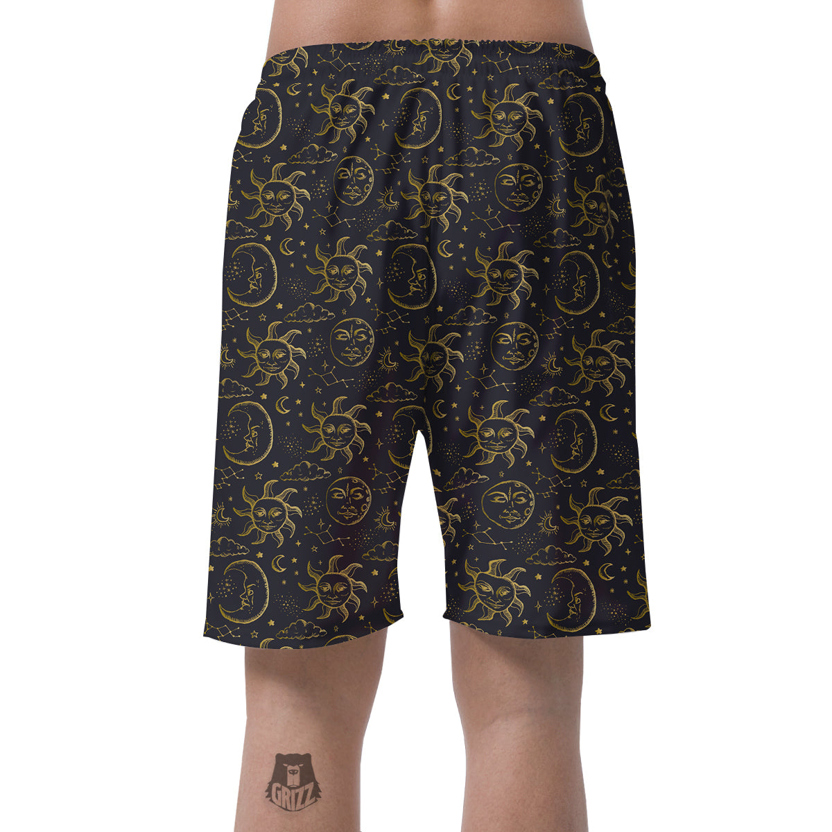 Celestial Gold And Black Print Pattern Men's Shorts-grizzshop