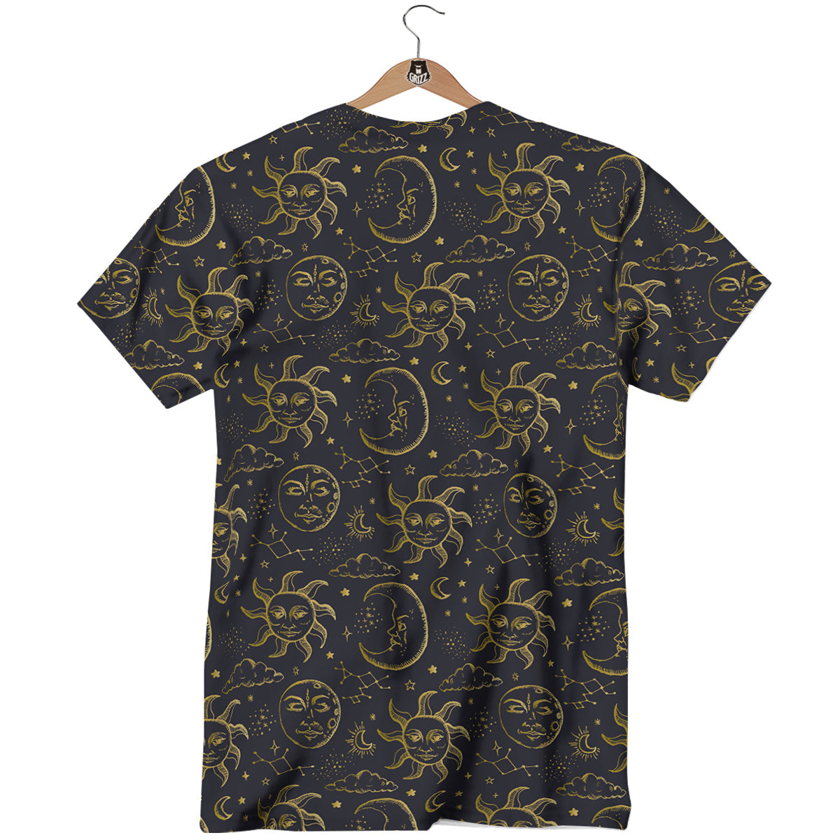 Celestial Gold And Black Print Pattern T-Shirt-grizzshop