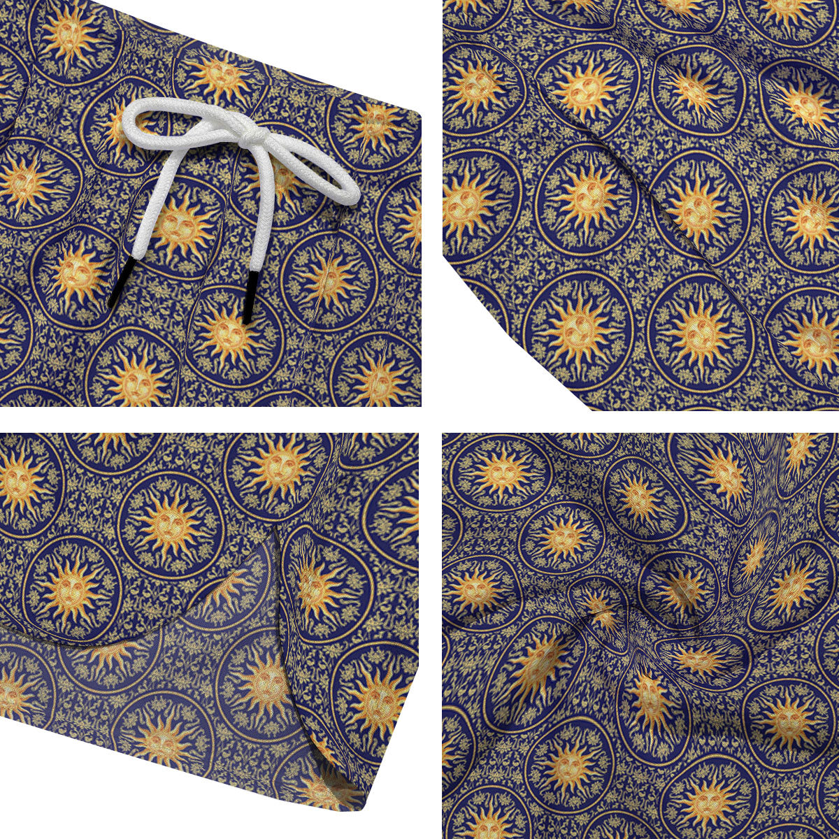 Celestial Gold And Blue Print Pattern Men's Running Shorts-grizzshop