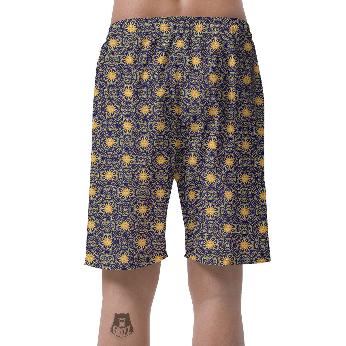 Celestial Gold And Blue Print Pattern Men's Shorts-grizzshop