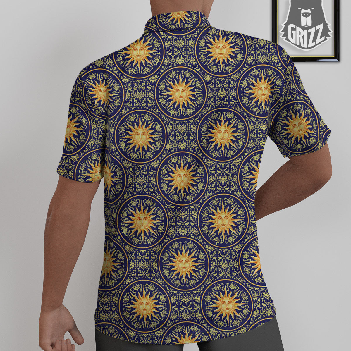 Celestial Gold And Blue Print Pattern Untucked Shirts-grizzshop