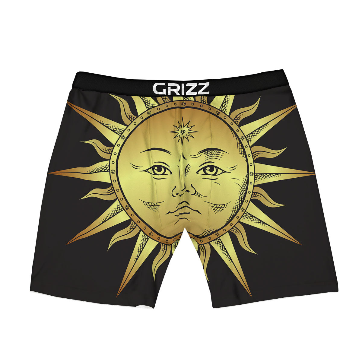 Celestial Sun Gold And Black Print Boxer Briefs-grizzshop