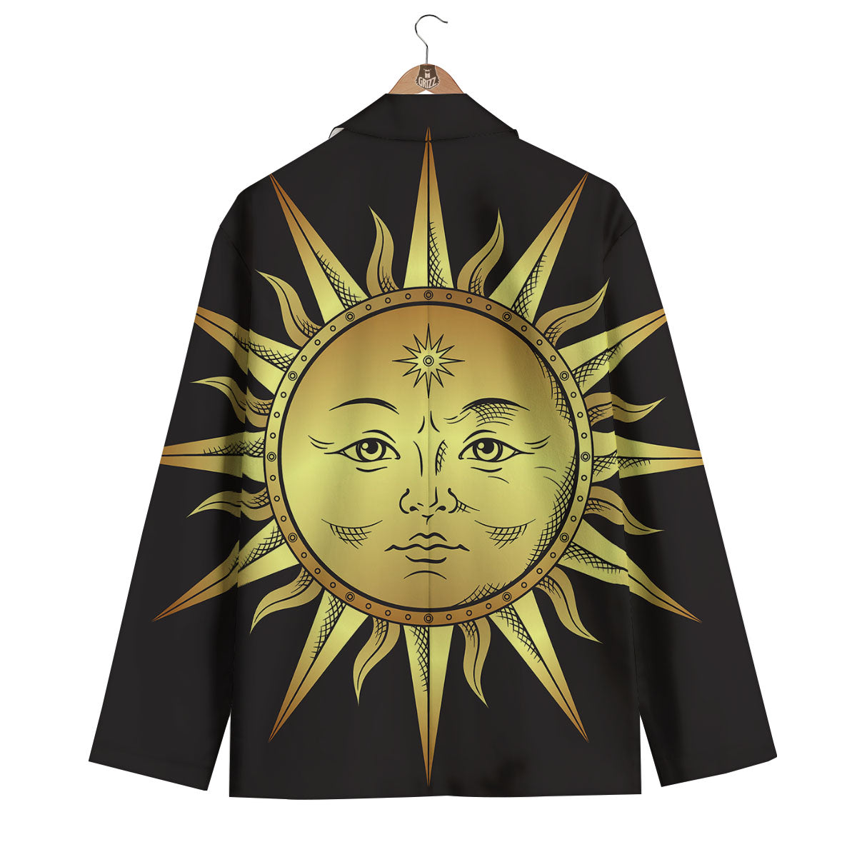 Celestial Sun Gold And Black Print Men's Blazer-grizzshop