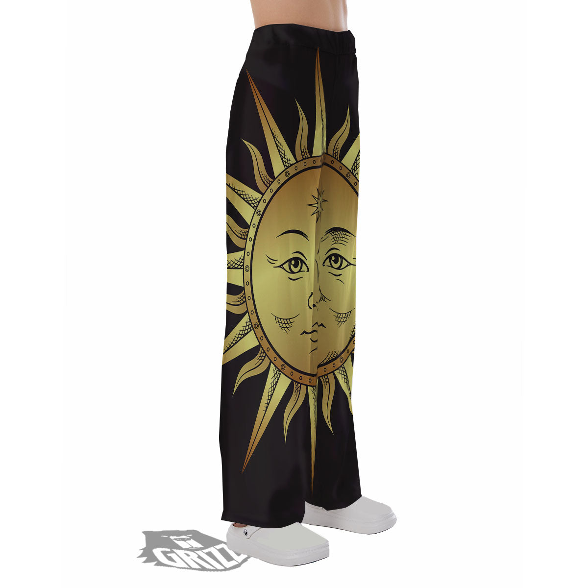 Celestial Sun Gold And Black Print Pajama Pants-grizzshop