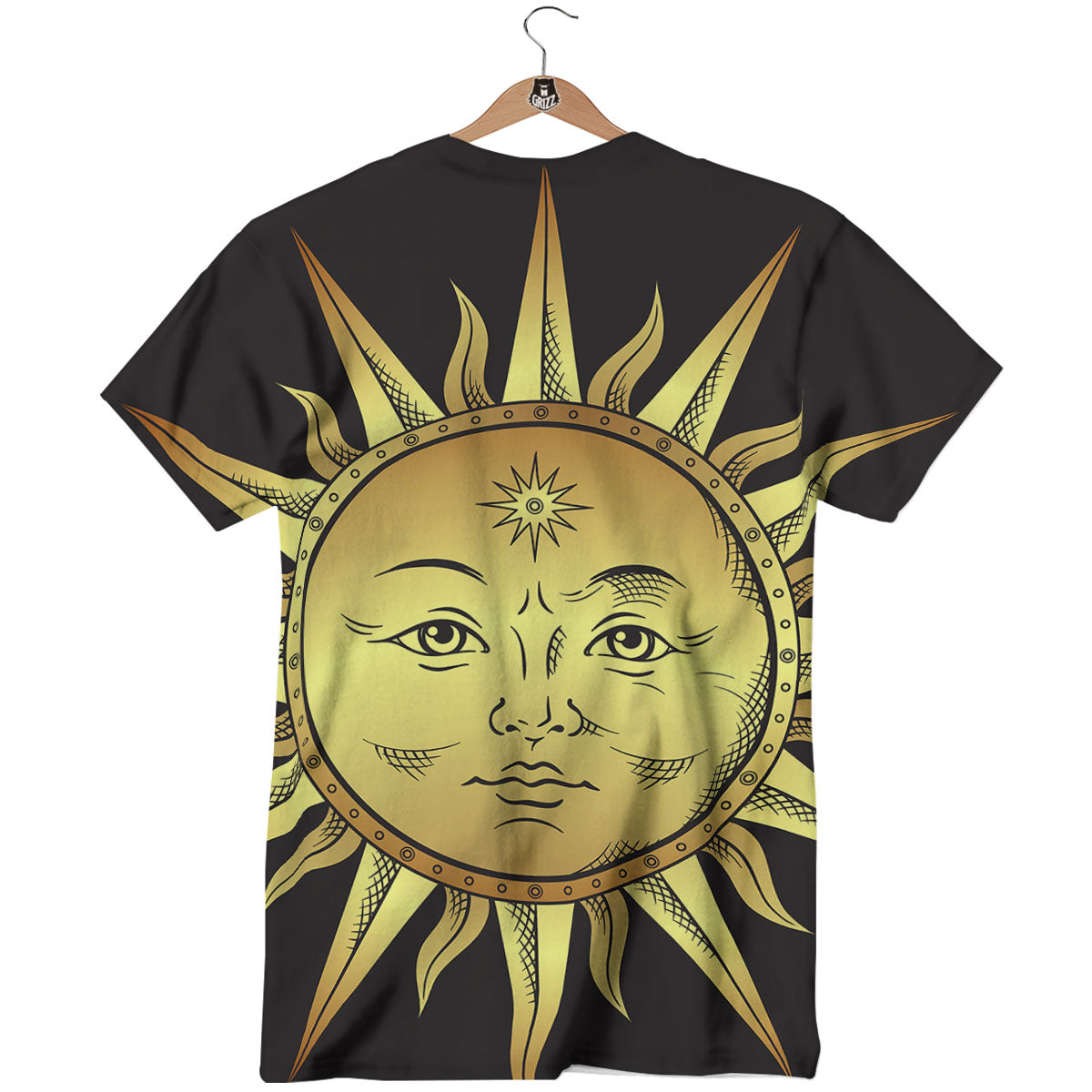 Celestial Sun Gold And Black Print T-Shirt-grizzshop