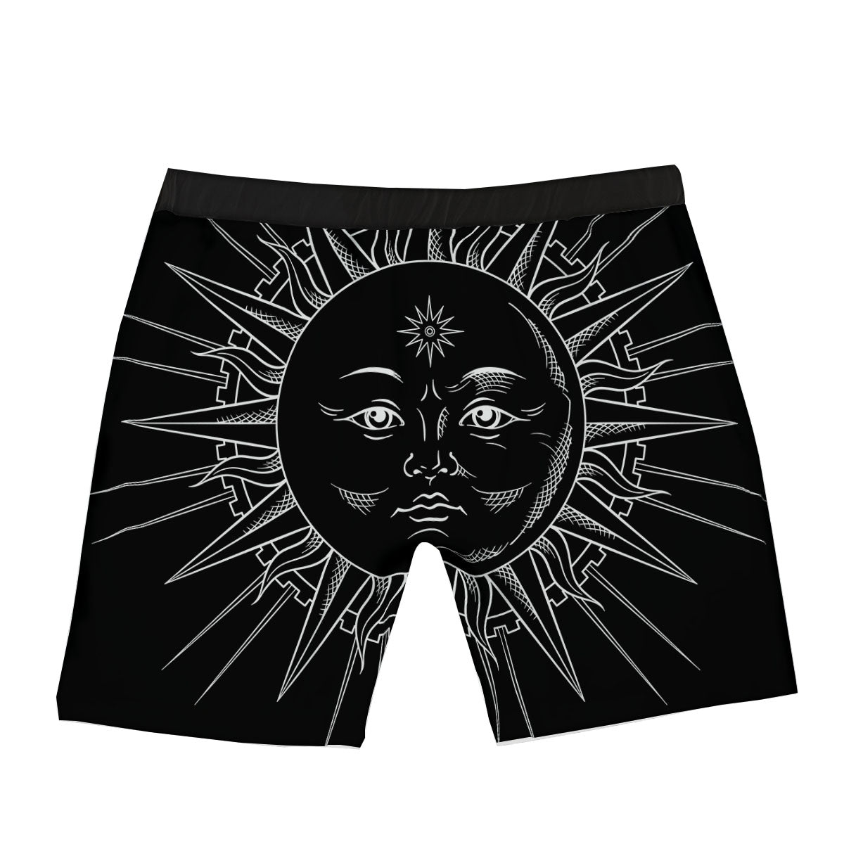 Celestial Sun White And Black Print Boxer Briefs-grizzshop
