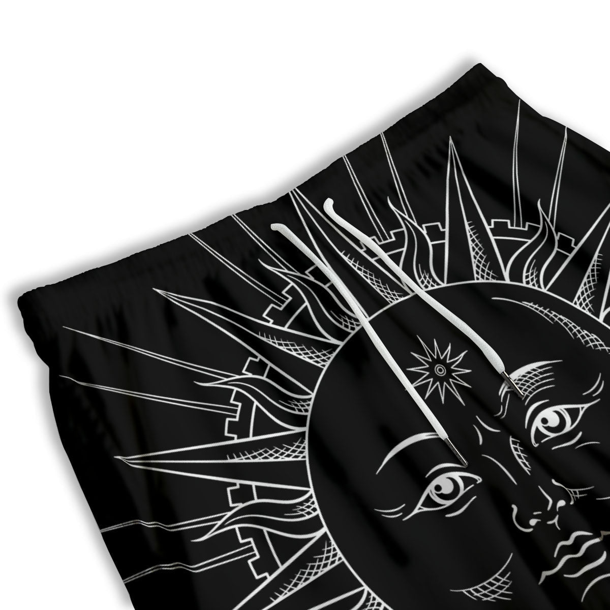 Celestial Sun White And Black Print Men's Athletic Shorts
