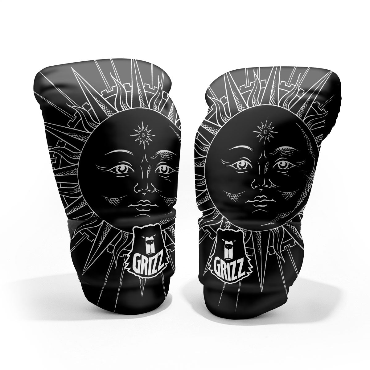 Celestial Sun White And Black Print Pro Boxing Glove