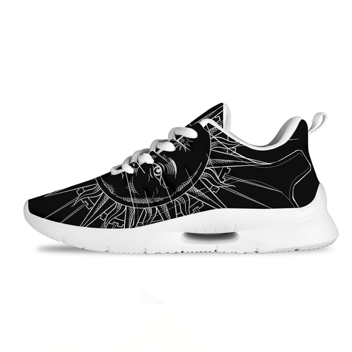 Celestial Sun White And Black Print Tennis Shoes-grizzshop
